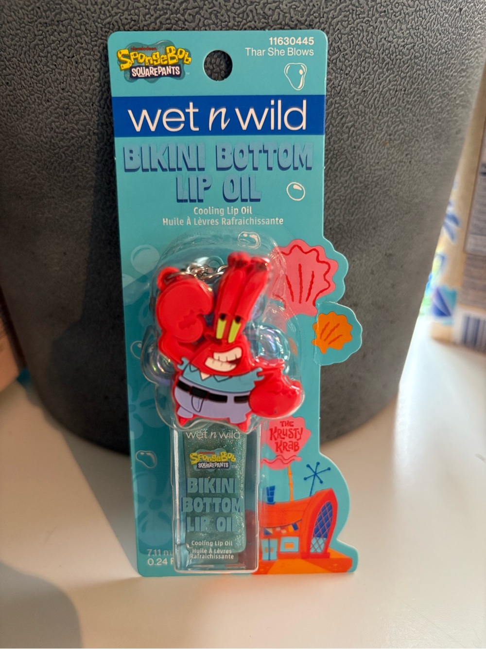 wet n wild Bikini Bottom Lip Oil with Red Mr. Krabs Charm